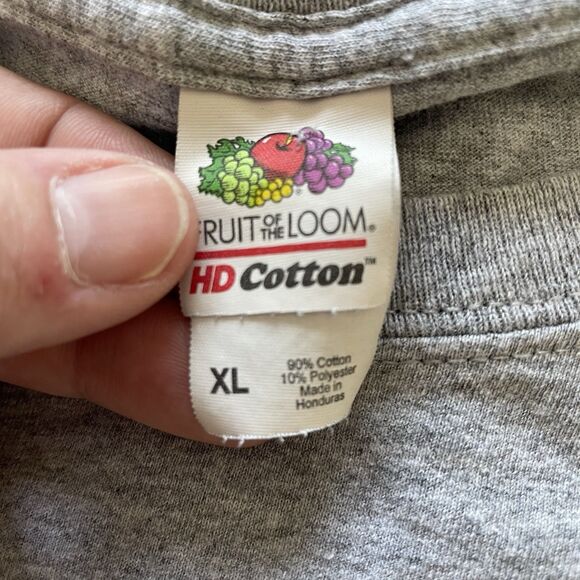 Vtg Fruit of the Loom Groovy Mushroom Graphic T-Shirt Heather Gray Men’s Size XL - Picture 5 of 6